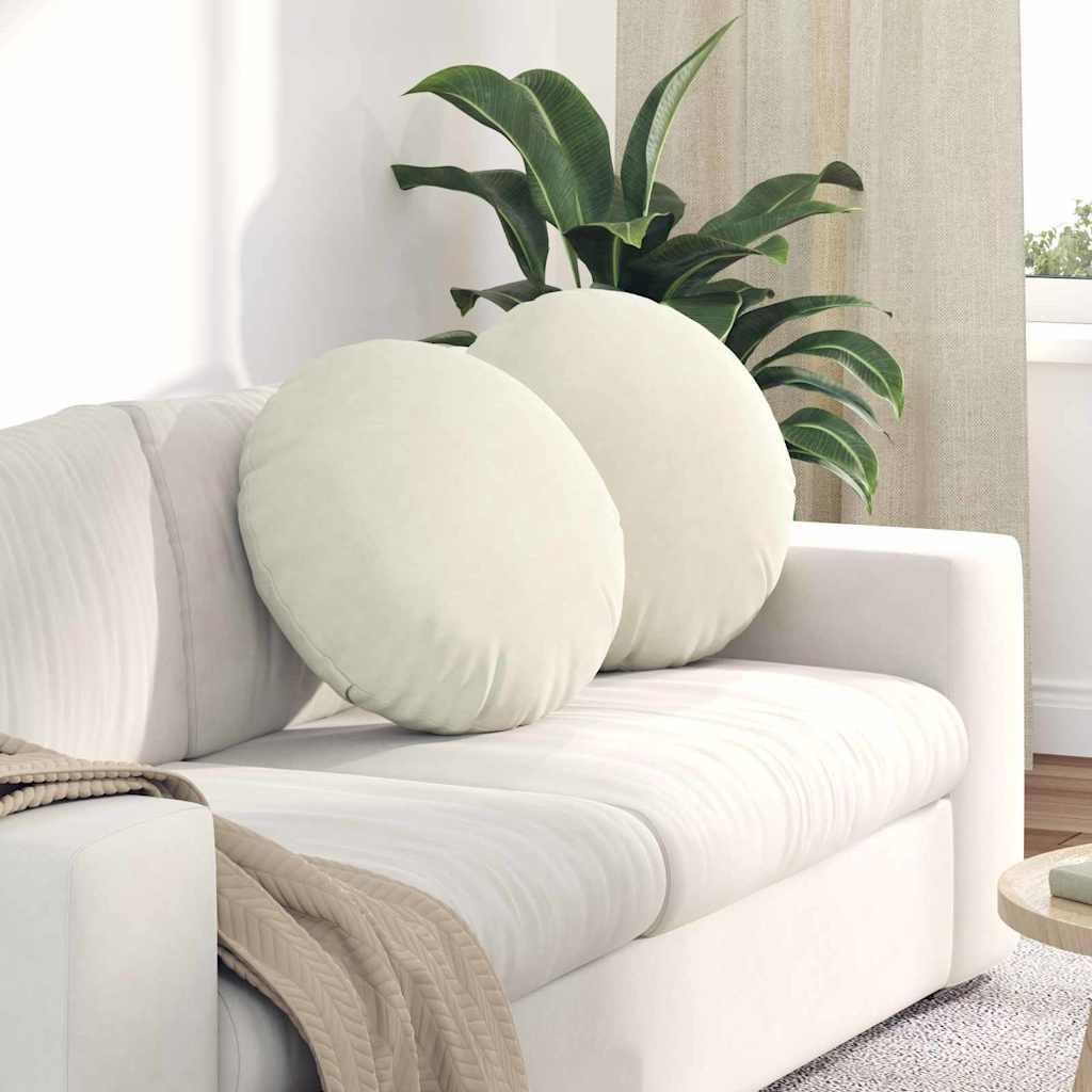 Sædepuder 2 stk Creme Ø 40 x 13 cm Fløjl billede