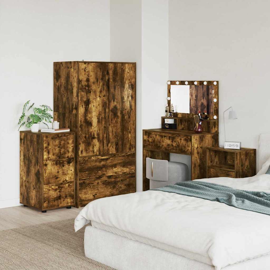 Opbevaringsskab i røget eg 40 × 48 × 81 cm - konstrueret træ, 3 skuffer