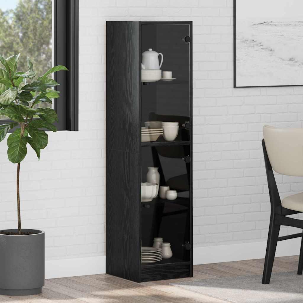 Highboard Sort eg 35 x 37 x 142 cm Konstrueret træ billede