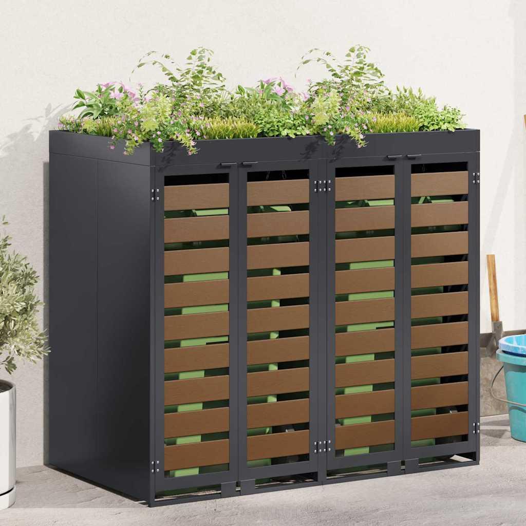 Wheelie Bin Opbevaring til 3 Affaldscontainere Antracit billede