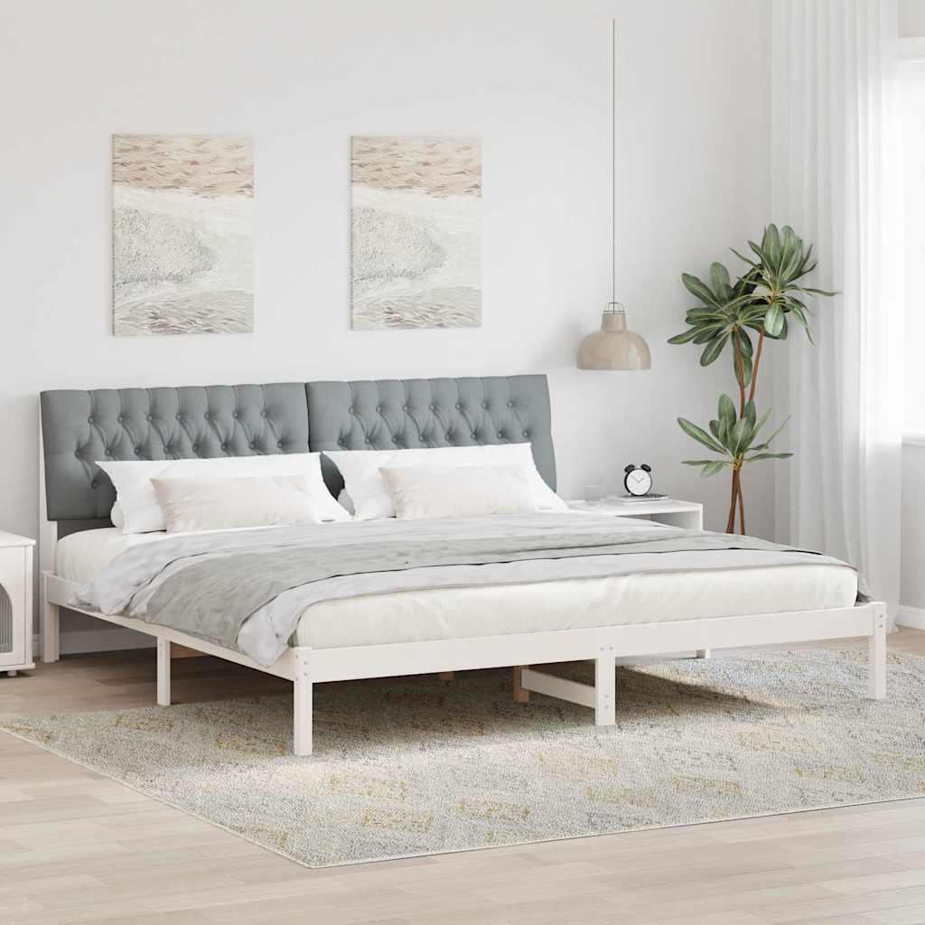Sengestel med Polstret Hovedgavl Hvid 200 x 200 cm billede