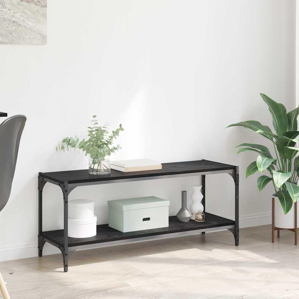 TV-skab Sort eg 100x33x41cm Ingeniørt træ og jern billede