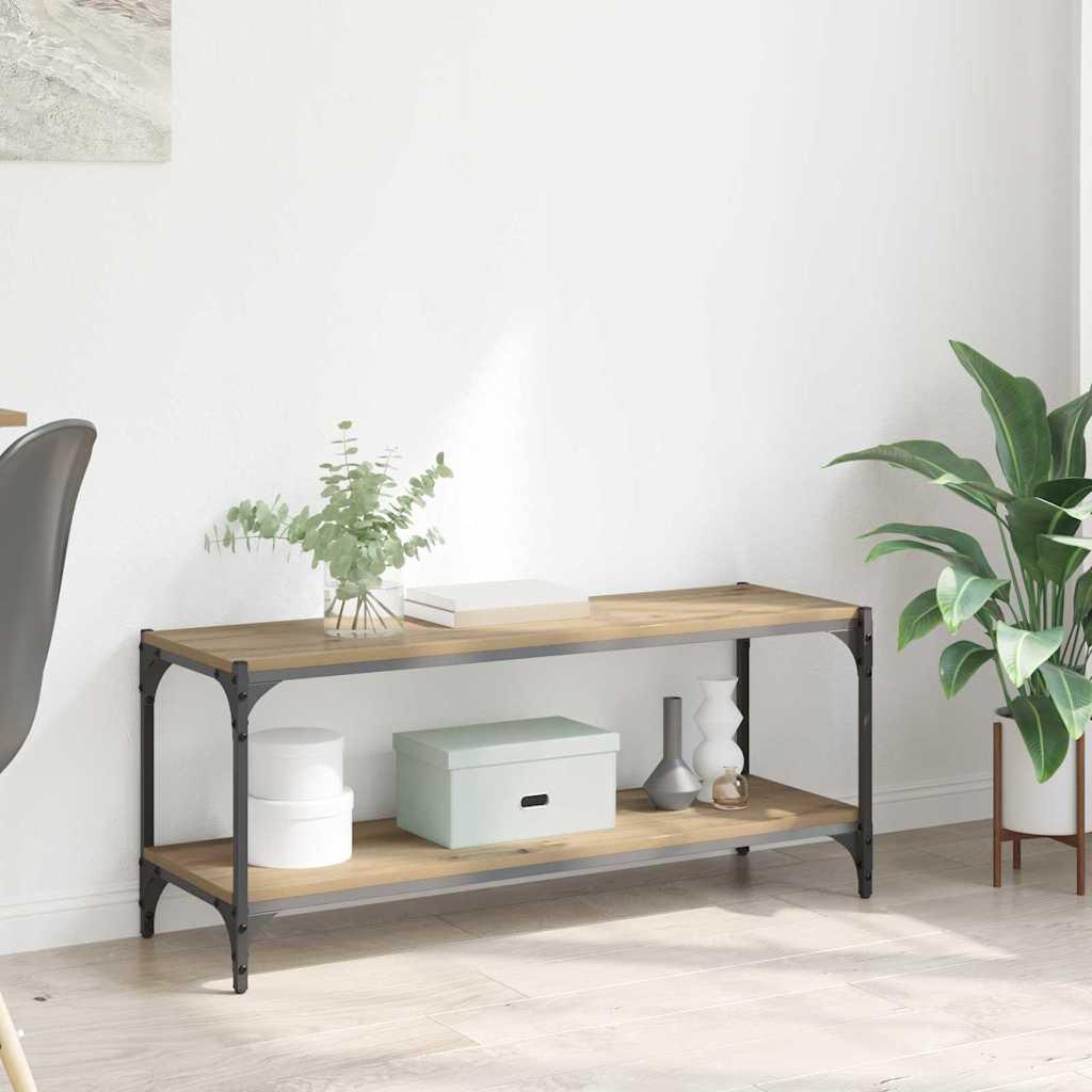 TV-skab Artisan Egetræ 100x33x41cm Ingeniørt træ og jern billede