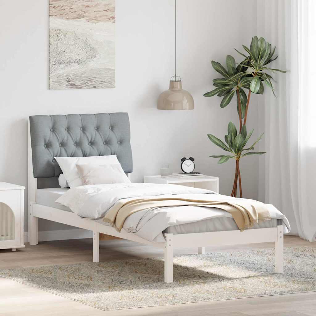 Sengestel med Polstret Hovedgavl Hvid 75 x 190 cm billede