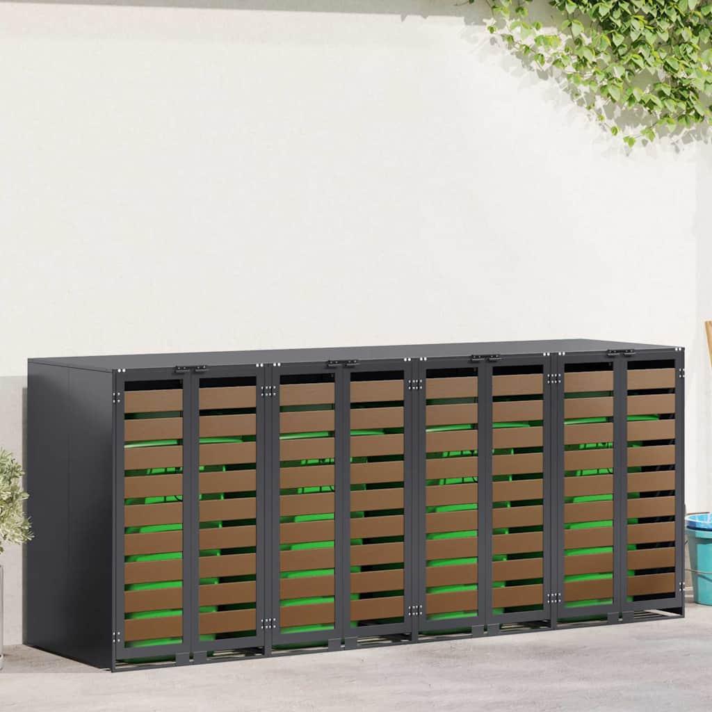 Wheelie Bin Opbevaring til 3 Affaldscontainere Antracit billede