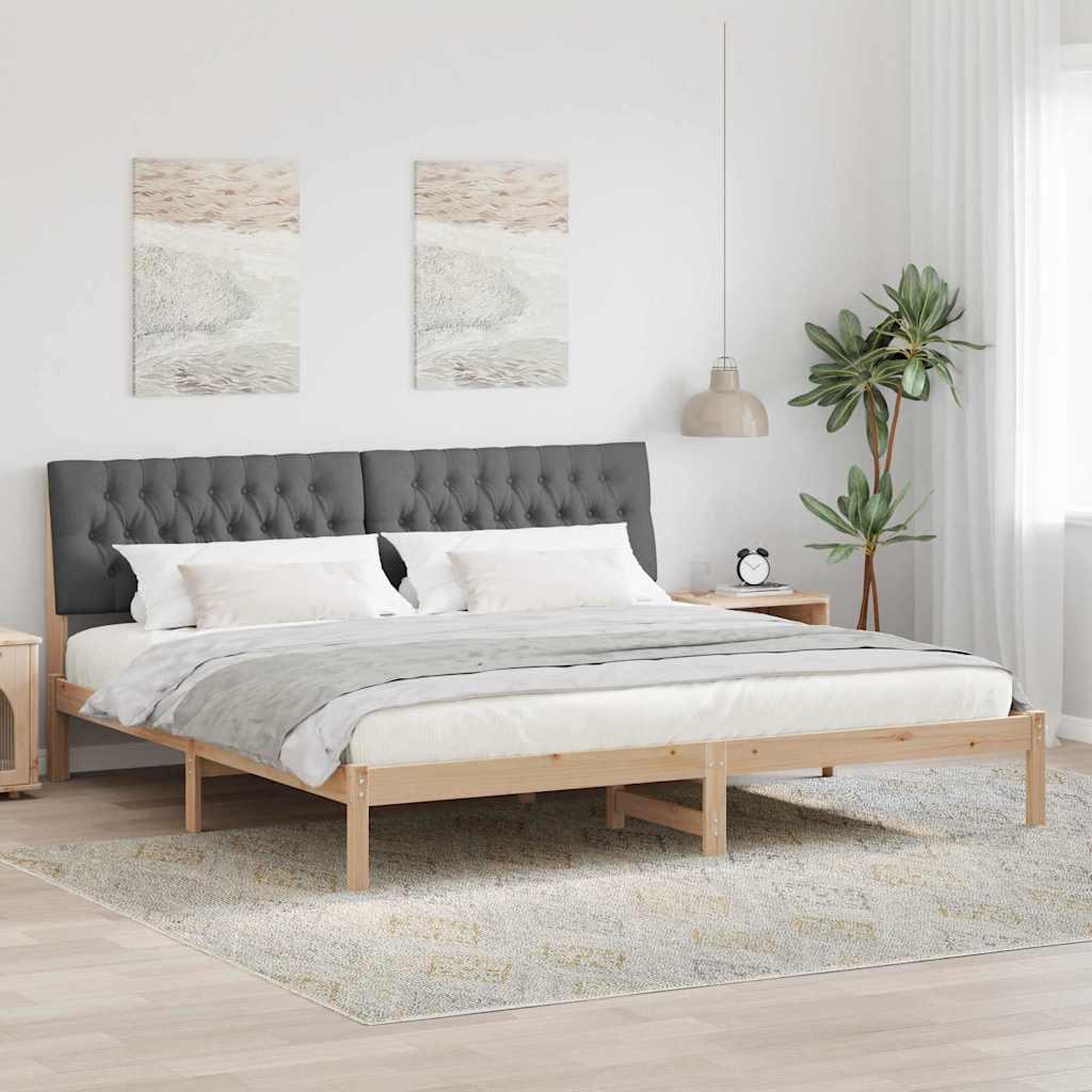 Sengestel med Polstret Hovedgavl Brun 200 x 200 cm billede