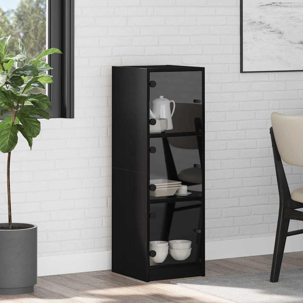 Highboard Sort eg 35 x 37 x 109 cm Konstrueret træ billede