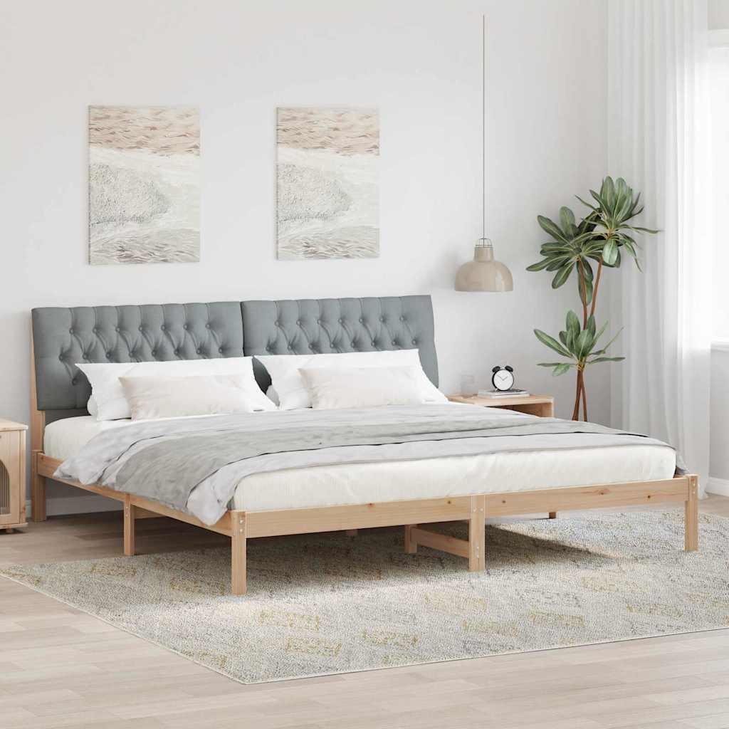 Sengestel med Polstret Hovedgavl Brun 200 x 200 cm billede