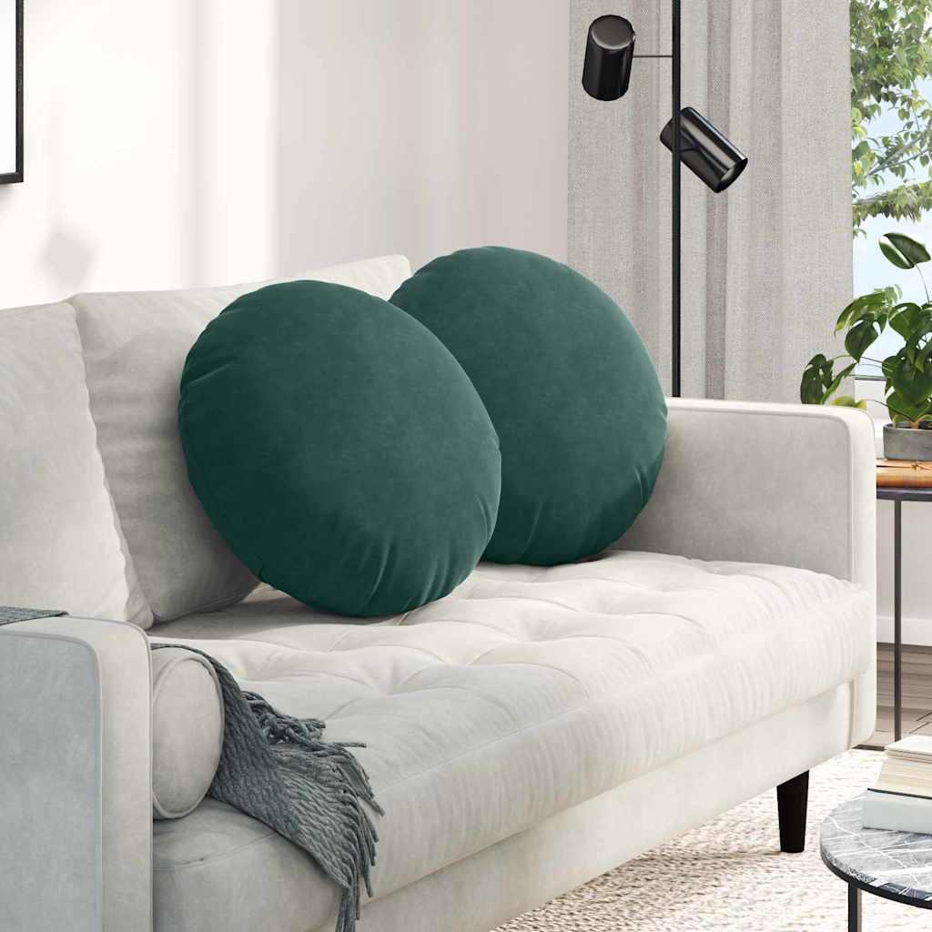 Sædepuder 2 stk Mørkegrøn Ø 40 x 13 cm Fløjl billede
