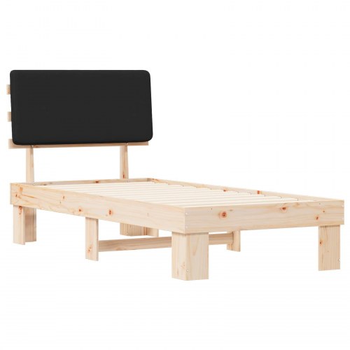 Sengestel med polstret hovedgavl - sort 90 x 190 cm