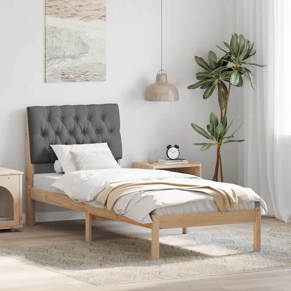 Sengestel med Polstret Hovedgavl Brun 75 x 190 cm billede
