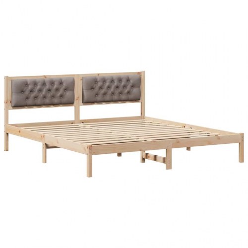 Sengestel med hovedgærde gråbrun 160 x 200 cm i massiv fyrretræ