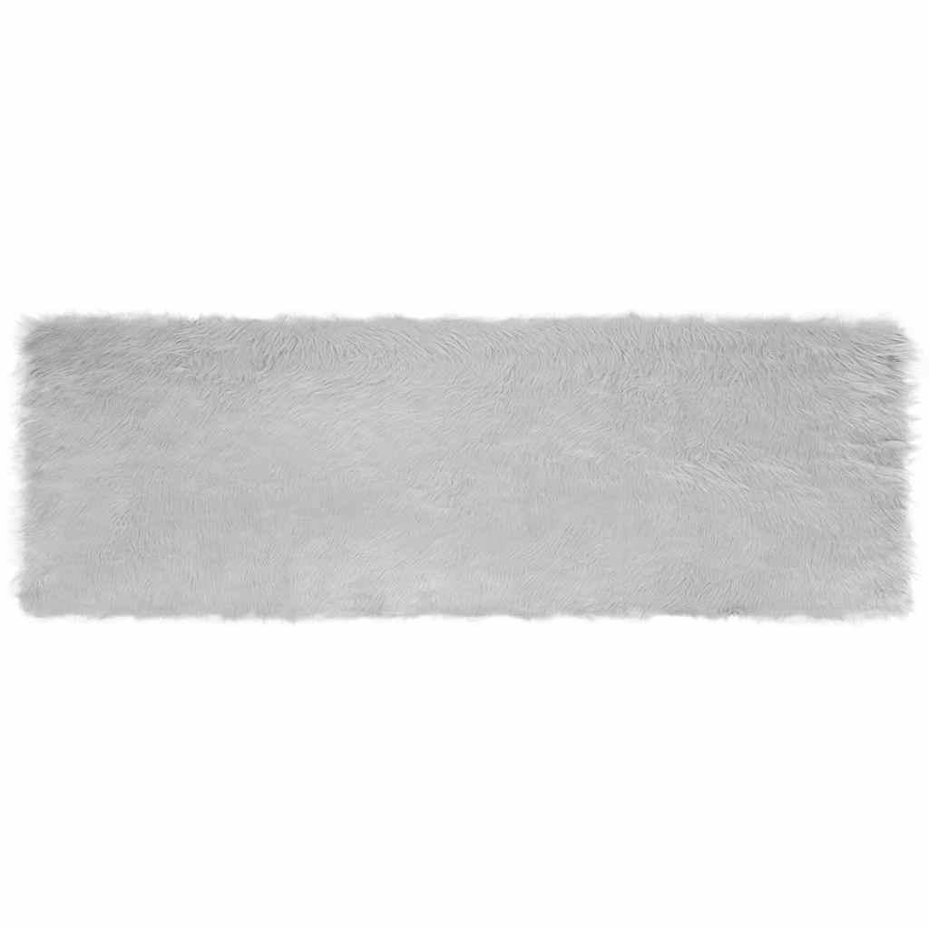 Falsk Fåreskind Tæppe Grå 80 x 250 cm Polyester billede