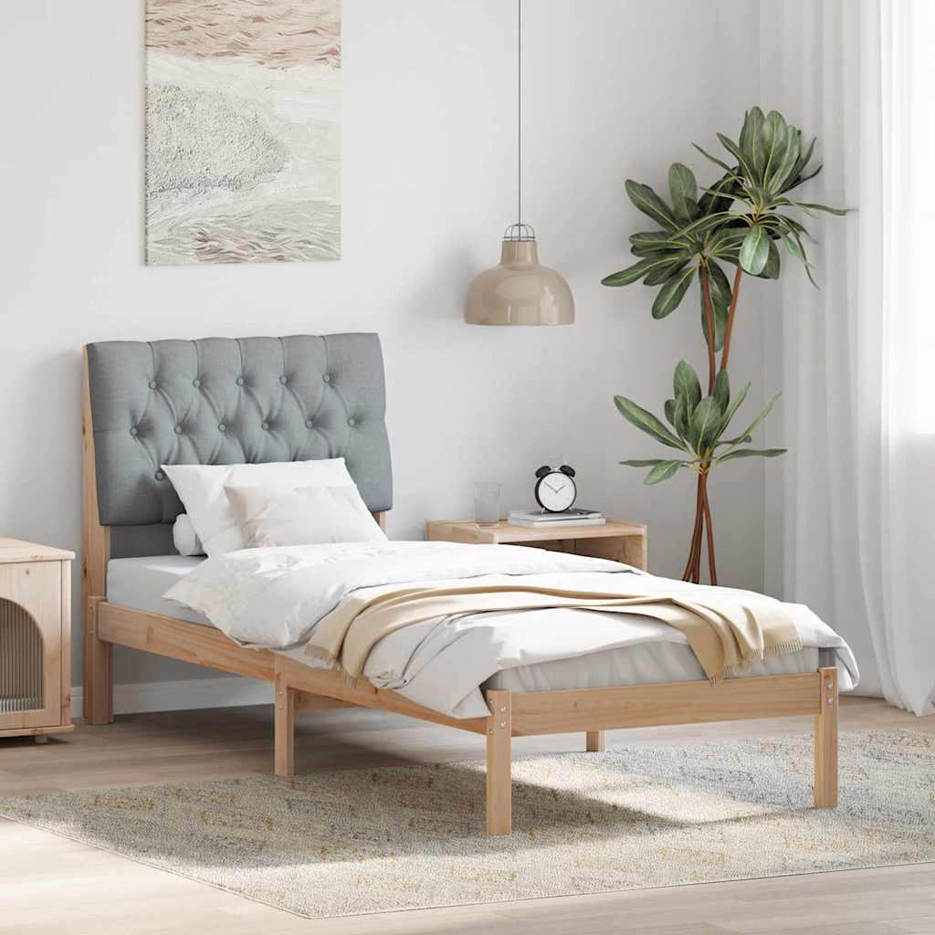 Sengestel med Polstret Hovedgavl Brun 75 x 190 cm billede