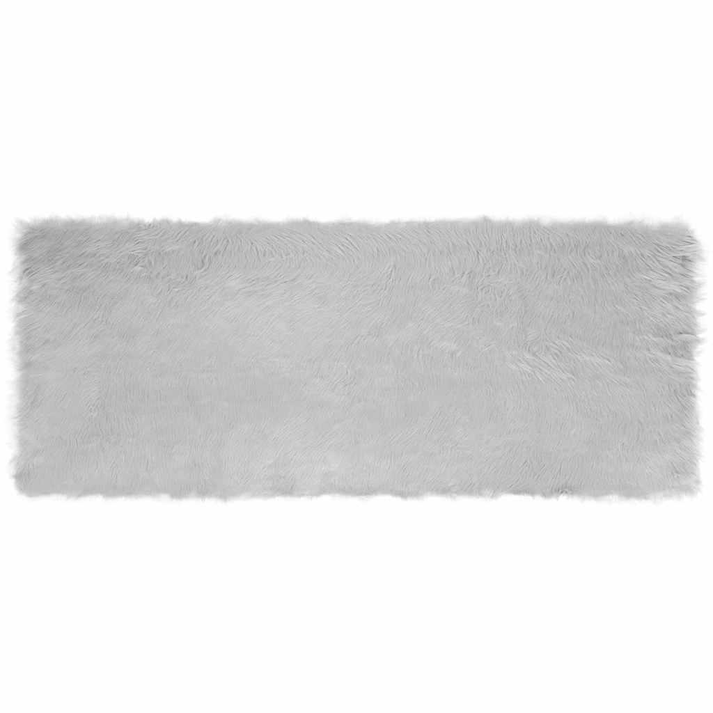 Falsk Fåreskind Tæppe Grå 80 x 200 cm Polyester billede