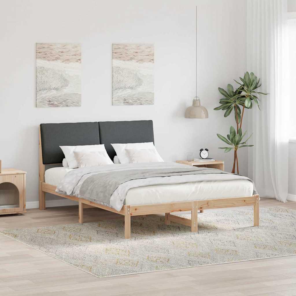 Sengestel brun og mørkegrå 150 x 200 cm Massivt fyrretræ billede