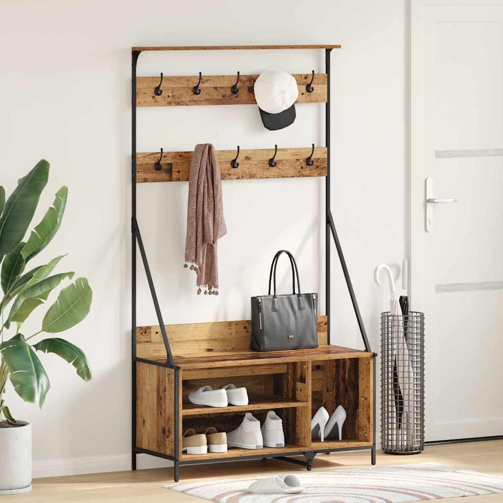 Tøjstativ Gammelt træ 100 x 41 x 184 cm Konstrueret træ billede