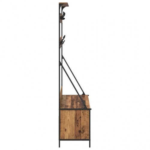 Tøjstativ med skoopbevaring - gammelt træ, 100 x 41 x 184 cm