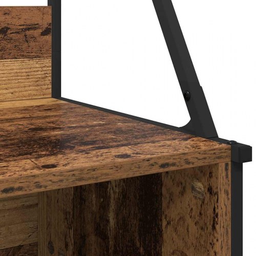 Tøjstativ med skoopbevaring - gammelt træ, 100 x 41 x 184 cm