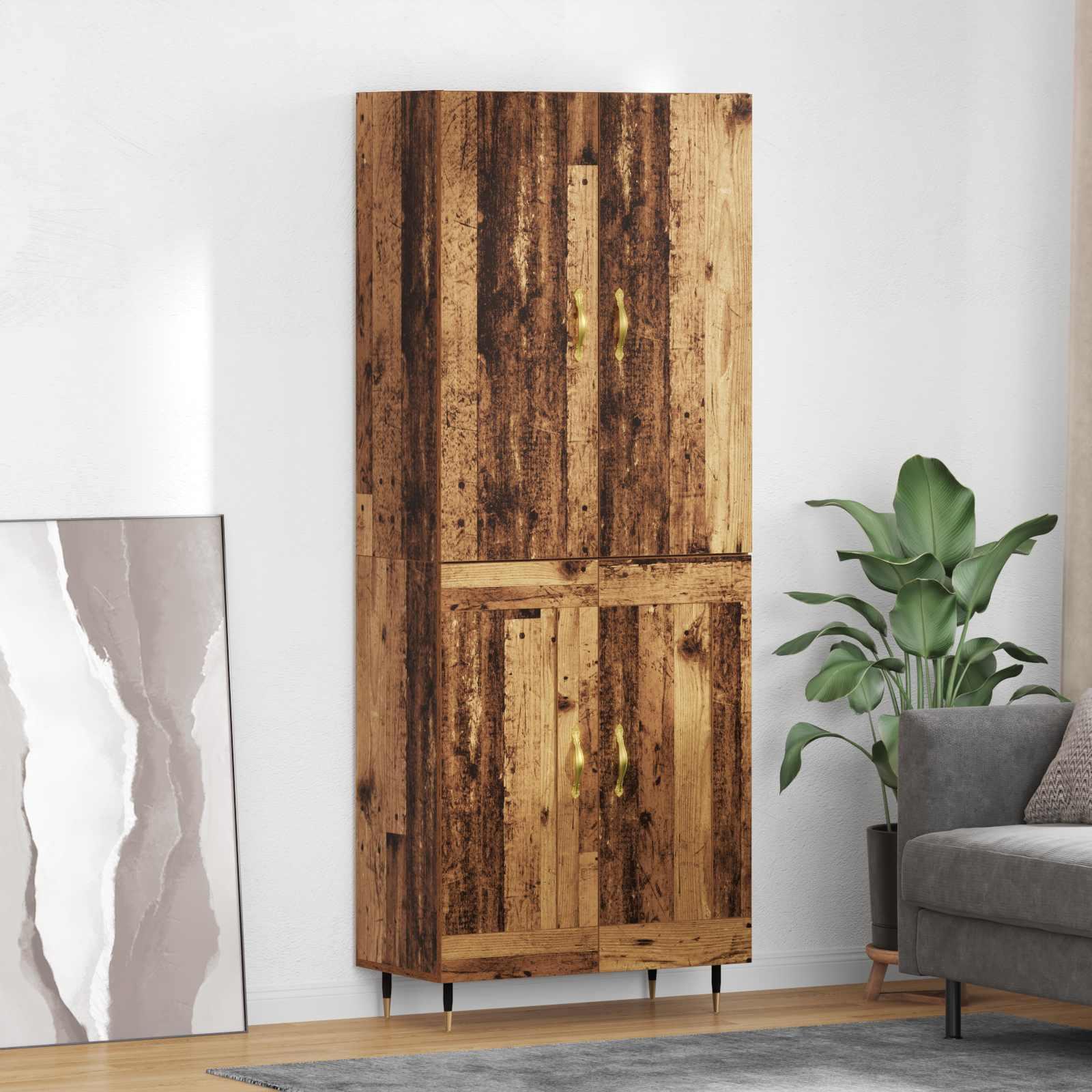 Highboard i gammelt trælook - konstrueret træ, 69,5 × 34 × 180 cm