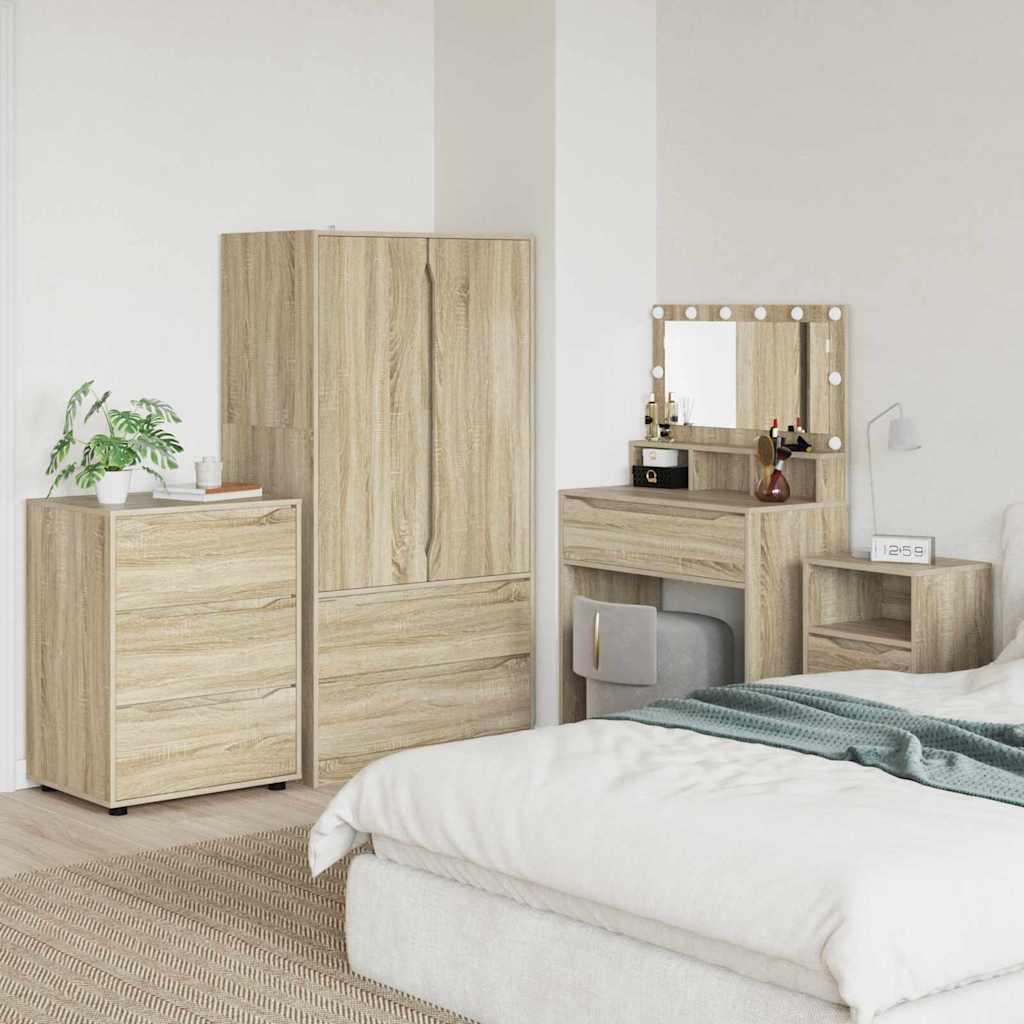 Opbevaringsskab i sonoma eg 60 × 48 × 81 cm - konstrueret træ, 3 skuffer