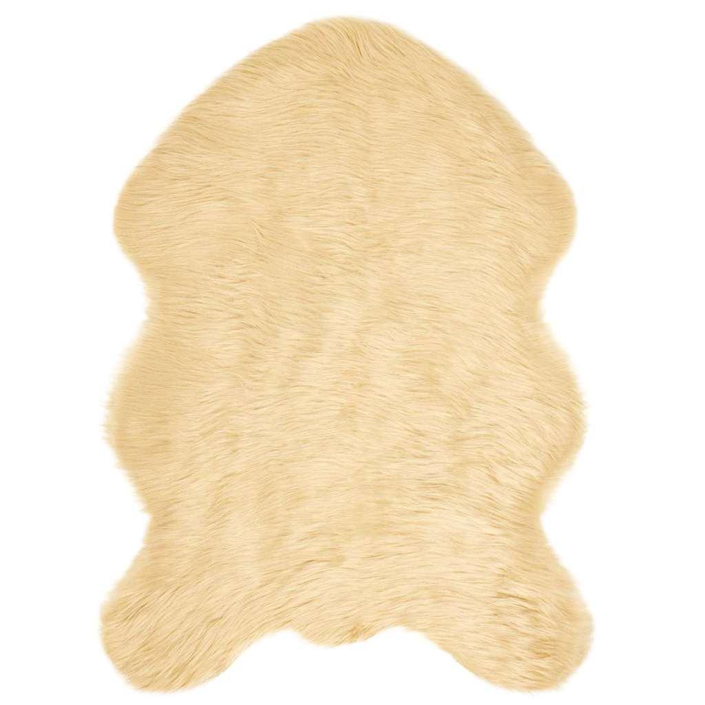 Falsk Fåreskind Tæppe Creme 60 x 90 cm Polyester billede