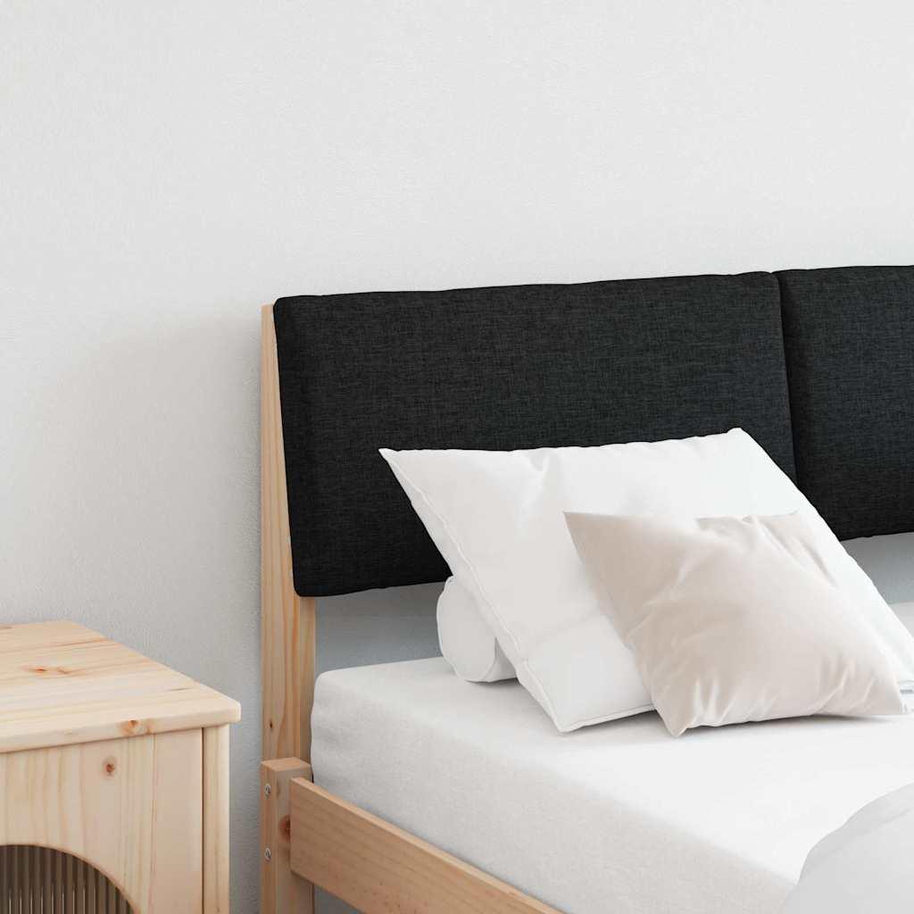 Polstret sengegavl Sort 120 cm Massiv fyrretræ billede