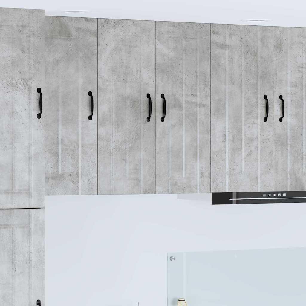 Køkkenskab 2 stk Beton Grå 30 x 31 x 80 cm Konstrueret træ billede