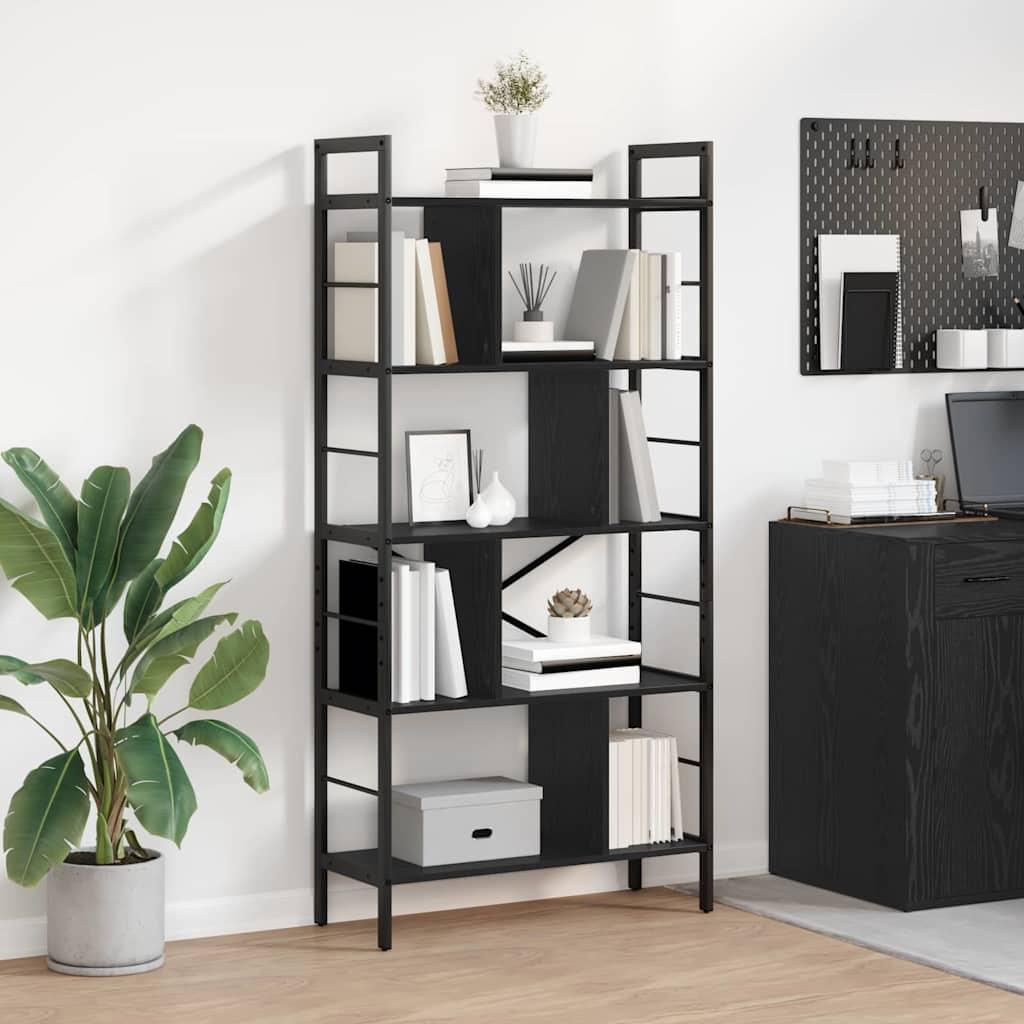 Bogreol Sort eg 75 x 30 x 156 cm Konstrueret træ billede
