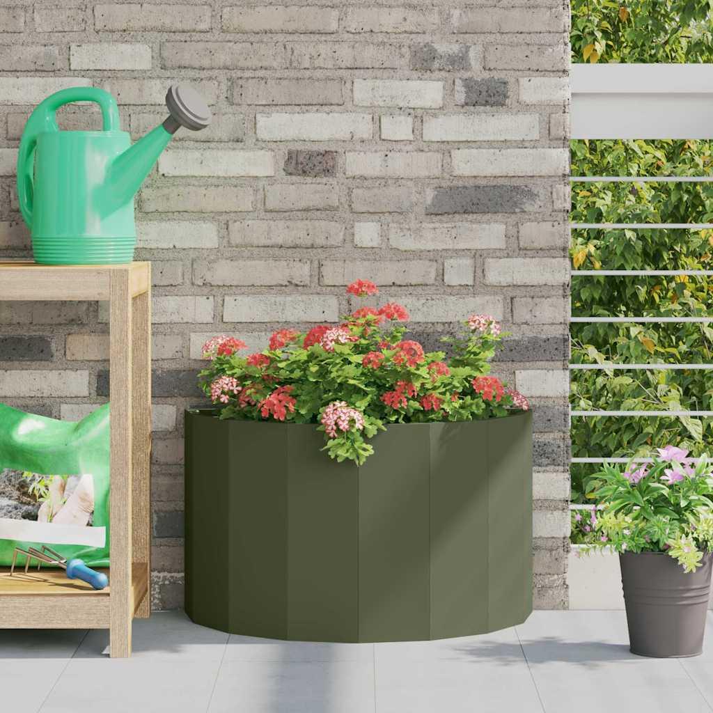 Plantekasse Oliven grøn 60 x 30 x 35 cm Stål billede