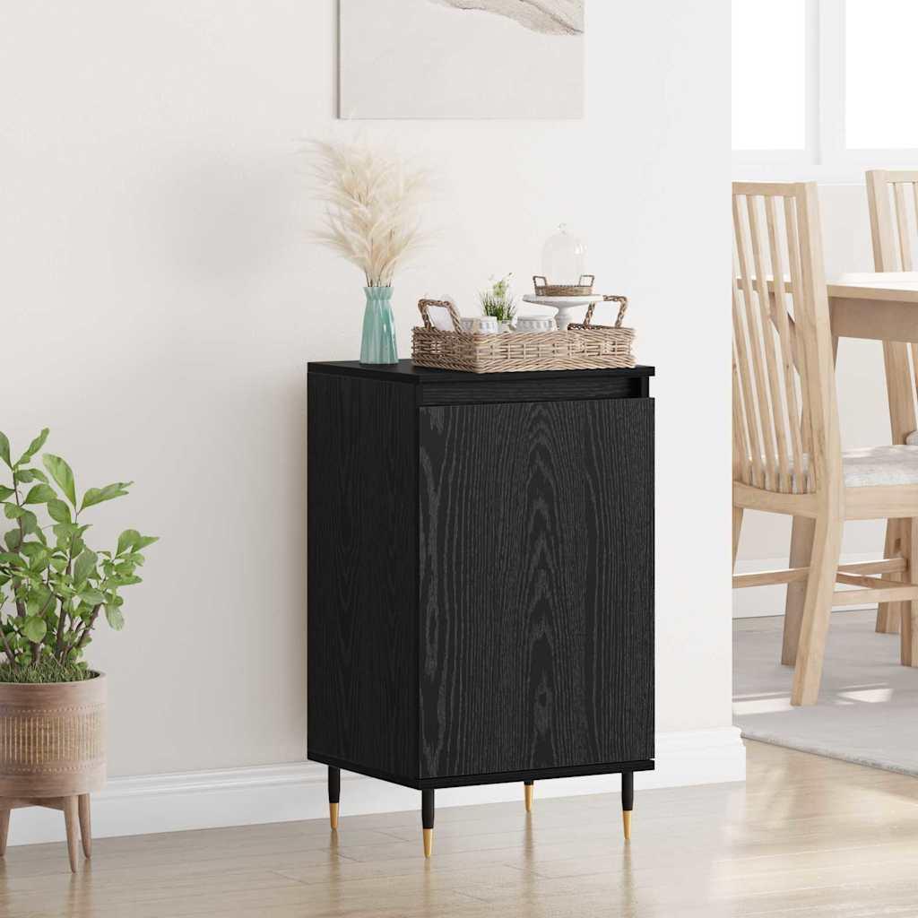Sidebord 2 stk Sort eg 40 x 35 x 70 cm Ingeniørt træ og jern billede