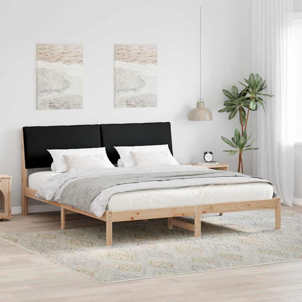 Sengestel Brun og sort 180 x 200 cm Massivt fyrretræ billede