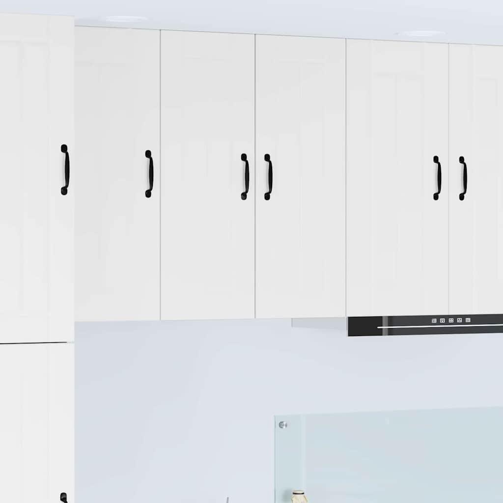 Køkkenskab med hylde 2 stk Hvid 30 x 31 x 80 cm Konstrueret træ billede