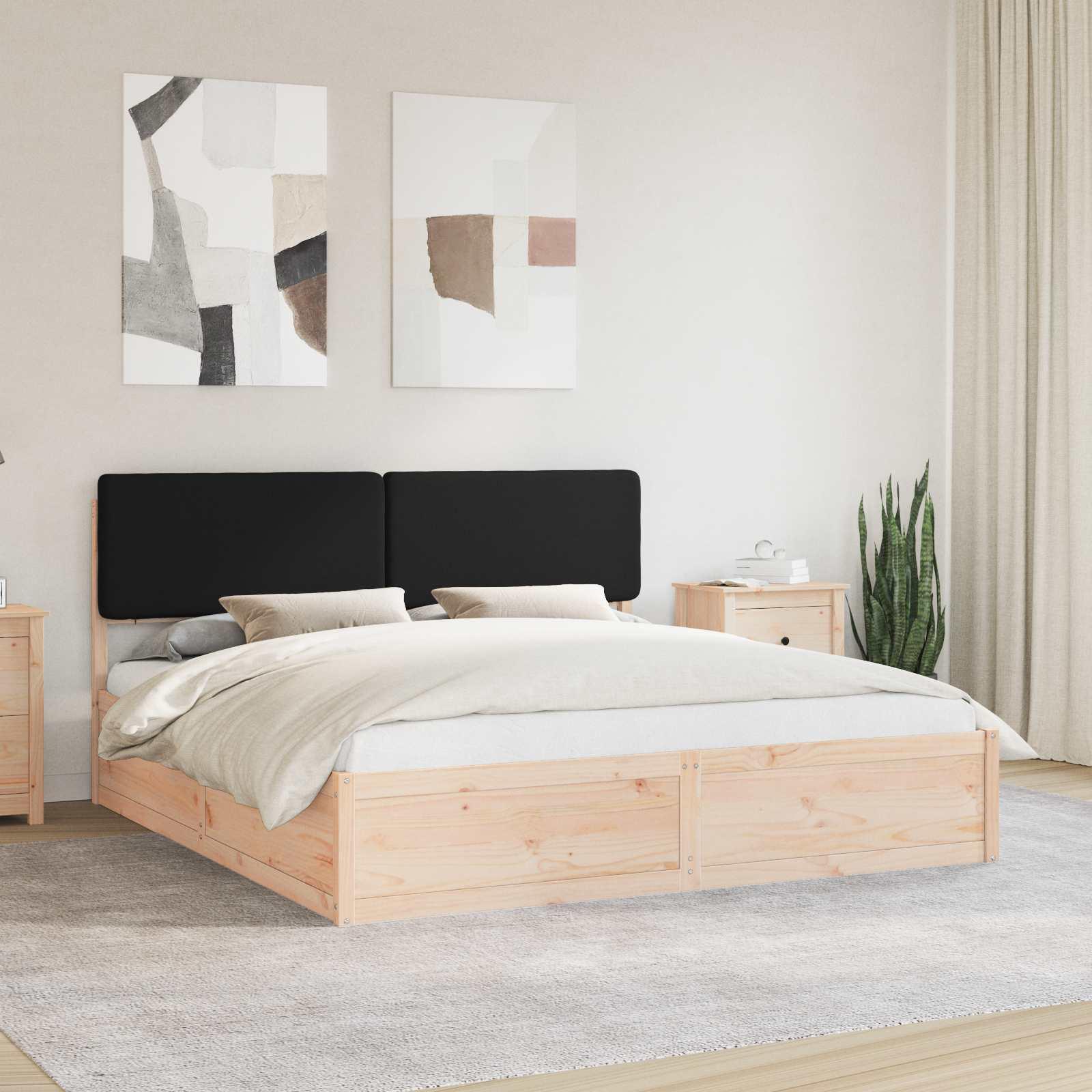 Sengestel med Polstret Hovedgavl Sort 200 x 200 cm billede