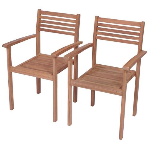 Havestole 2 stk. med beige hynder massivt teaktræ
