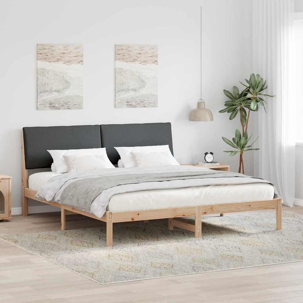 Sengestel brun og mørkegrå 200 x 200 cm Massivt fyrretræ billede