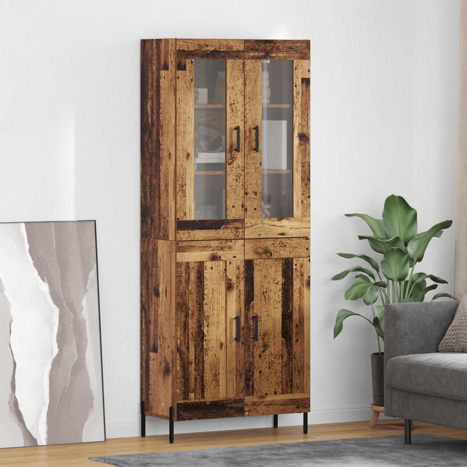 Highboard Gammelt træ 69,5 x 34 x 180 cm Konstrueret træ billede