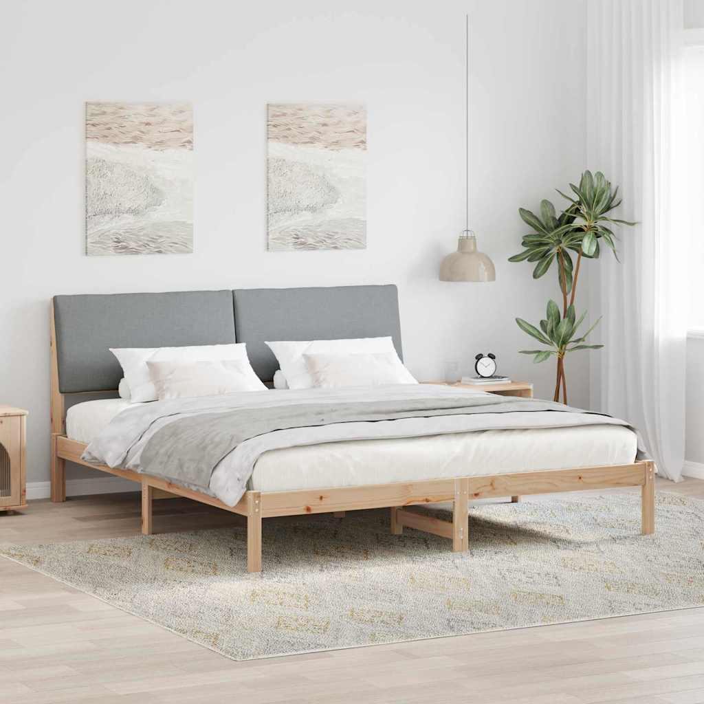 Sengestel Brun og lys grå 200 x 200 cm Massivt fyrretræ billede