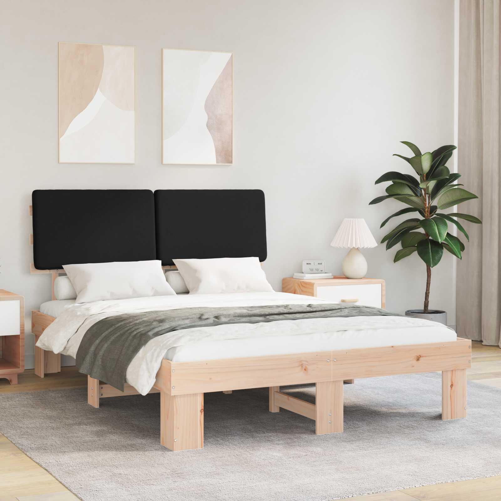 Sengestel med Polstret Hovedgavl Sort 120 x 190 cm billede