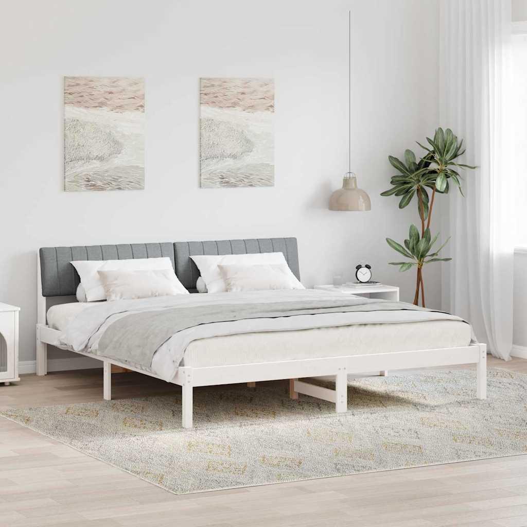 Sengestel Hvid og lys grå 180 x 200 cm Massivt fyrretræ billede