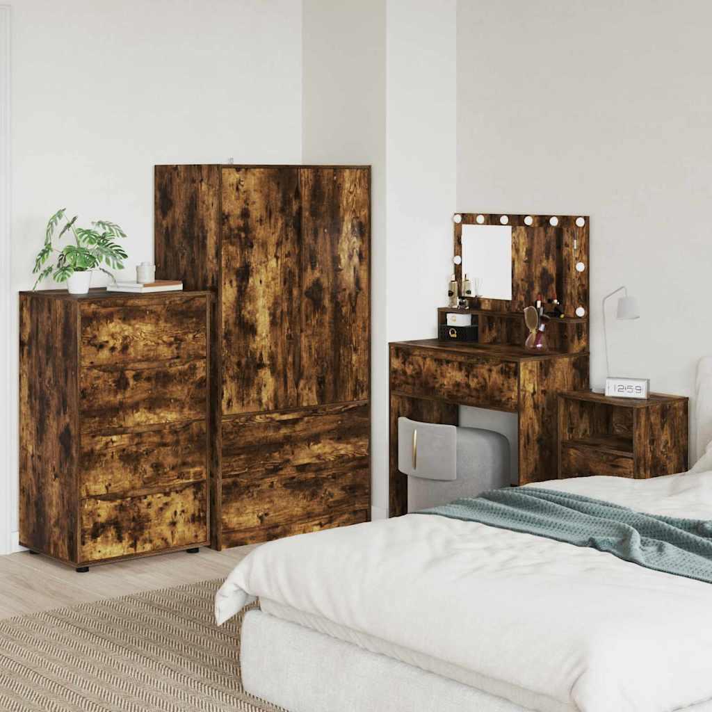 Opbevaringsskabe 2 stk Røget eg 60 x 48 x 105 cm billede
