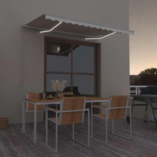 Markise m. LED-lys 300x250 cm manuel betjening cremefarvet