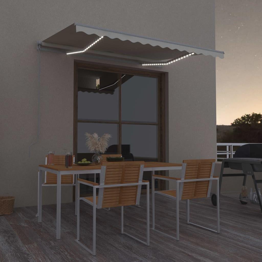 Markise m. LED-lys 300x250 cm manuel betjening cremefarvet