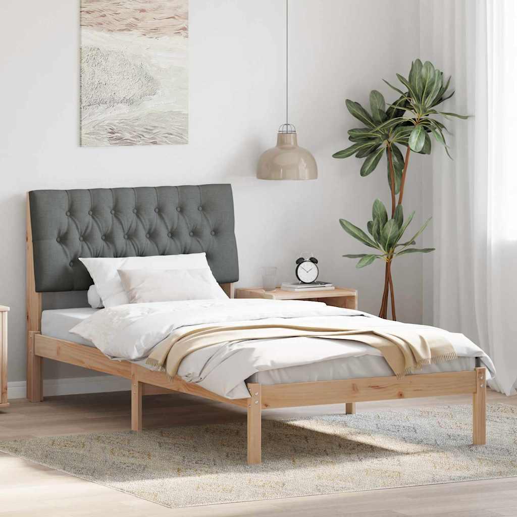 Sengestel med Polstret Hovedgavl Brun 100 x 200 cm billede