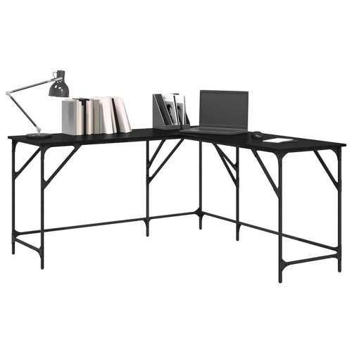 L-formet hjørneskrivebord - sort eg, 149 x 149 cm