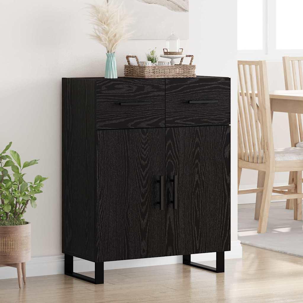 Sidebord med skuffe Sort eg 69,5 x 34 x 90 cm Konstrueret træ billede