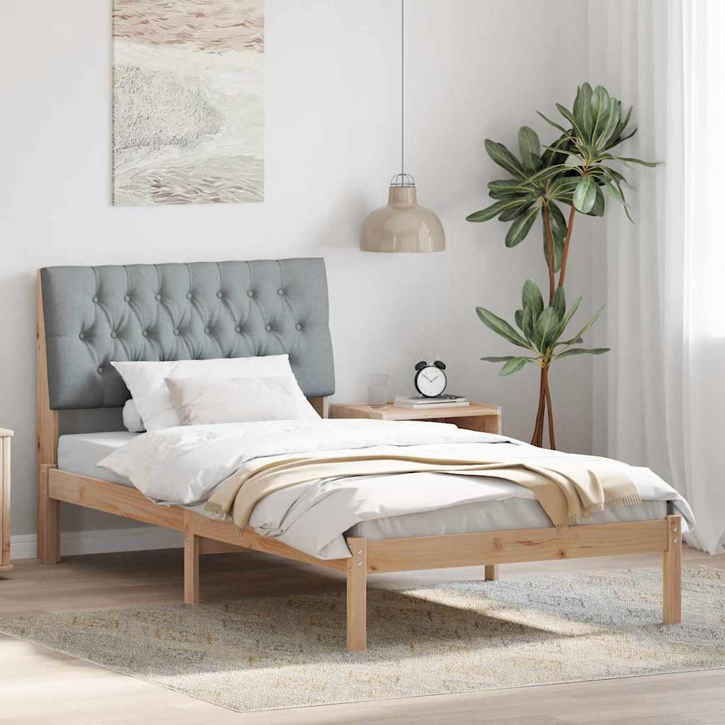 Sengestel med Polstret Hovedgavl Brun 100 x 200 cm billede