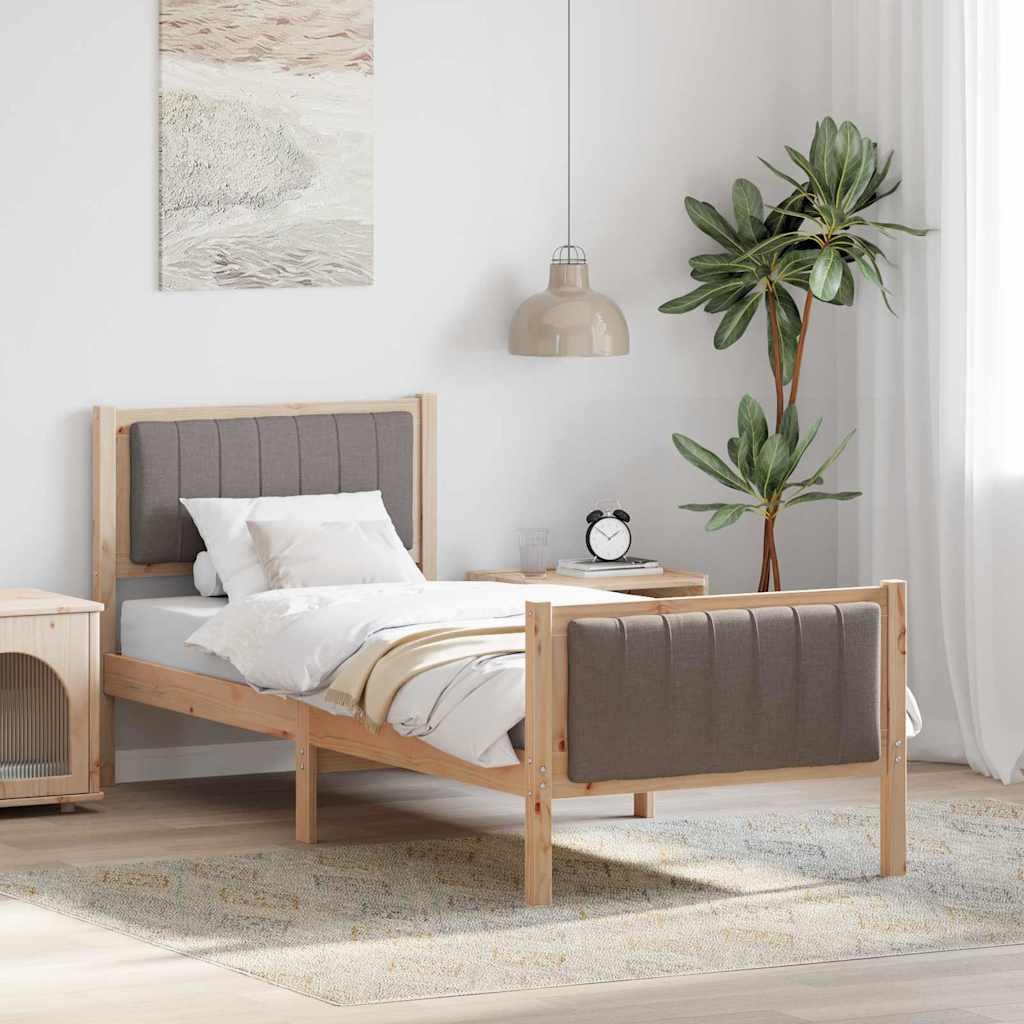 Sengestel Brun og taupe 75 x 190 cm Massivt fyrretræ billede