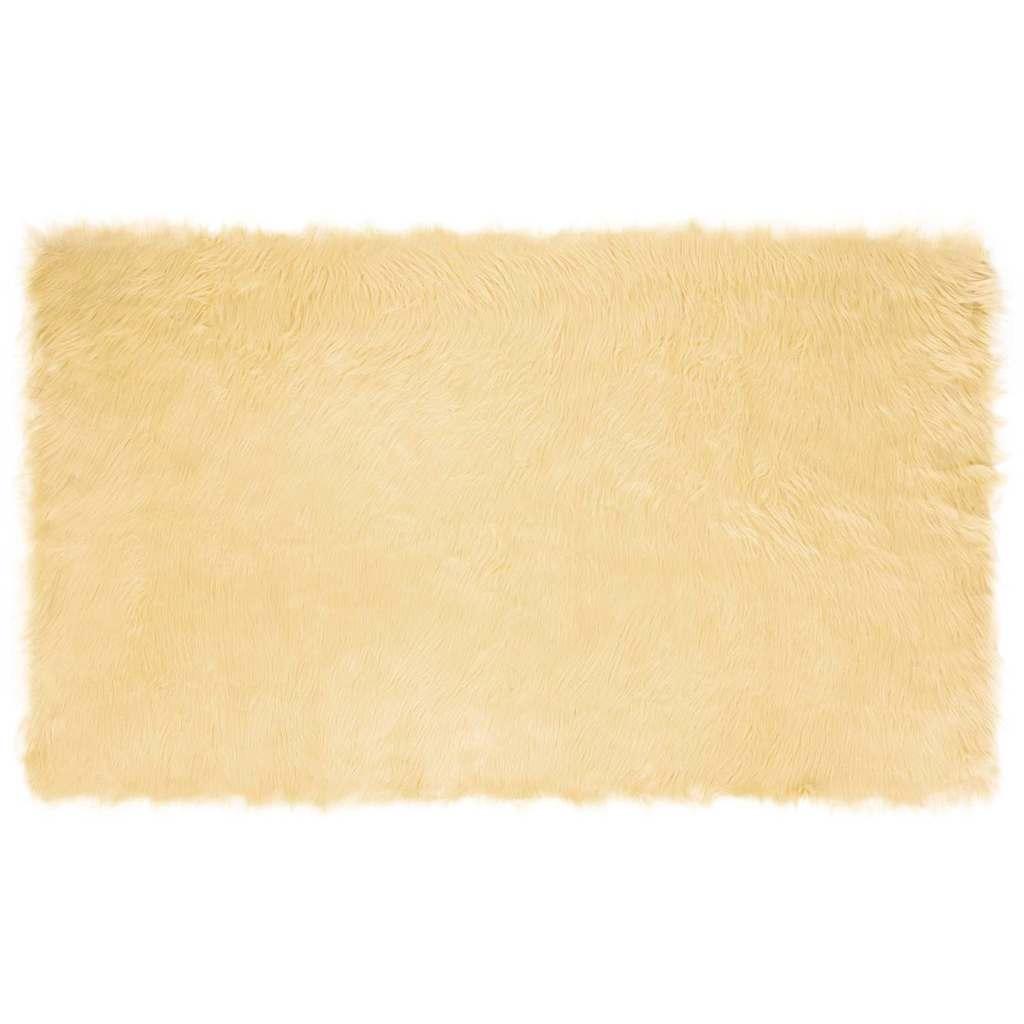 Falsk Fåreskind Tæppe Creme 100 x 200 cm Polyester billede