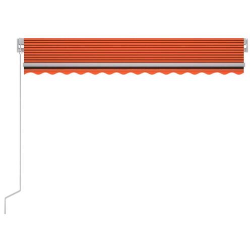 Markise m. LED-lys 300x250 cm manuel betjening orange og brun
